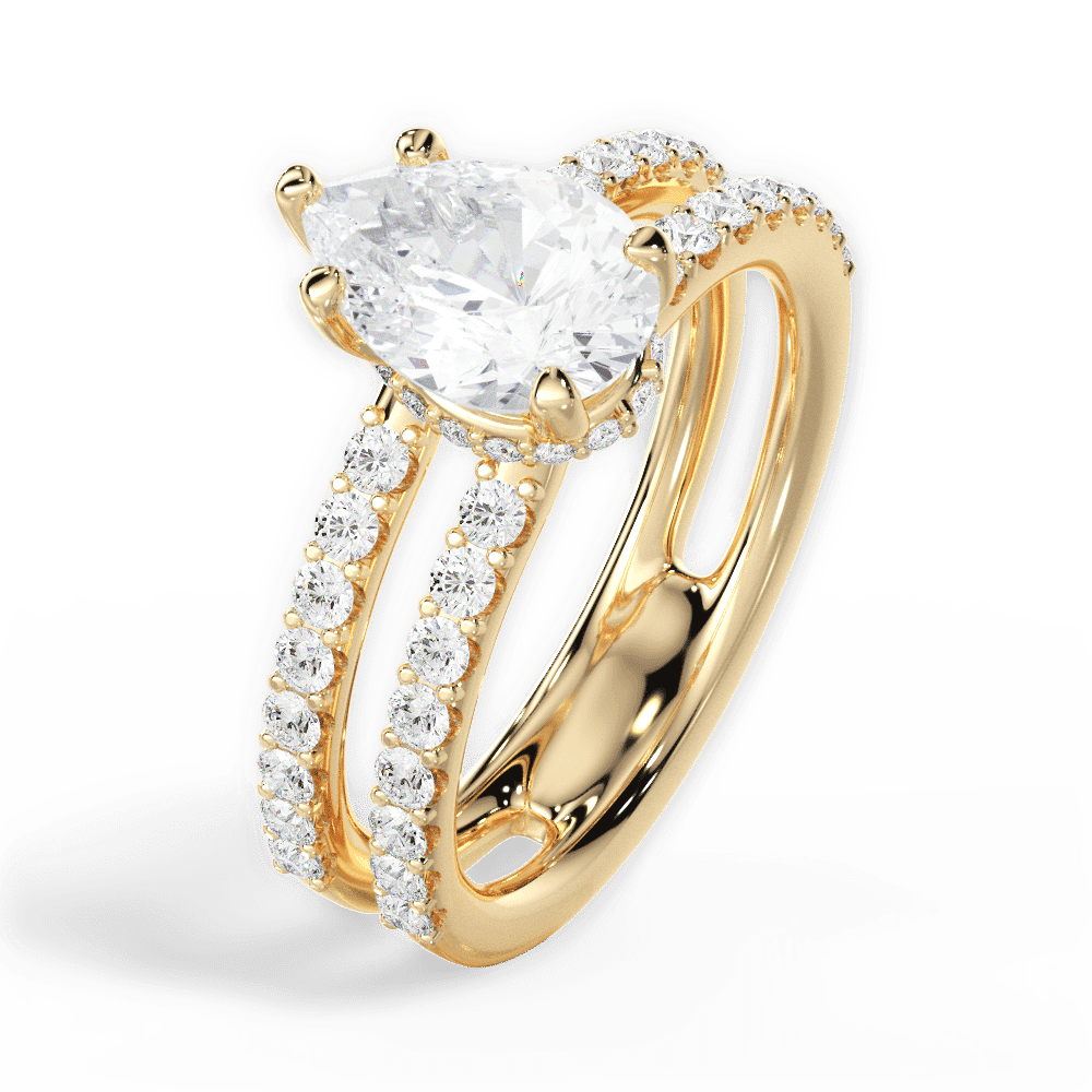 14kt Yellow Gold/18kt Yellow Gold/pear/side