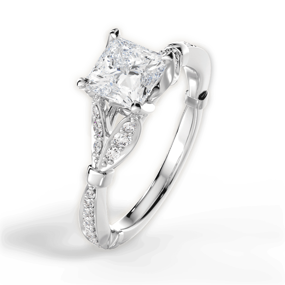 14kt White Gold/18kt White Gold/Platinum/princess/side