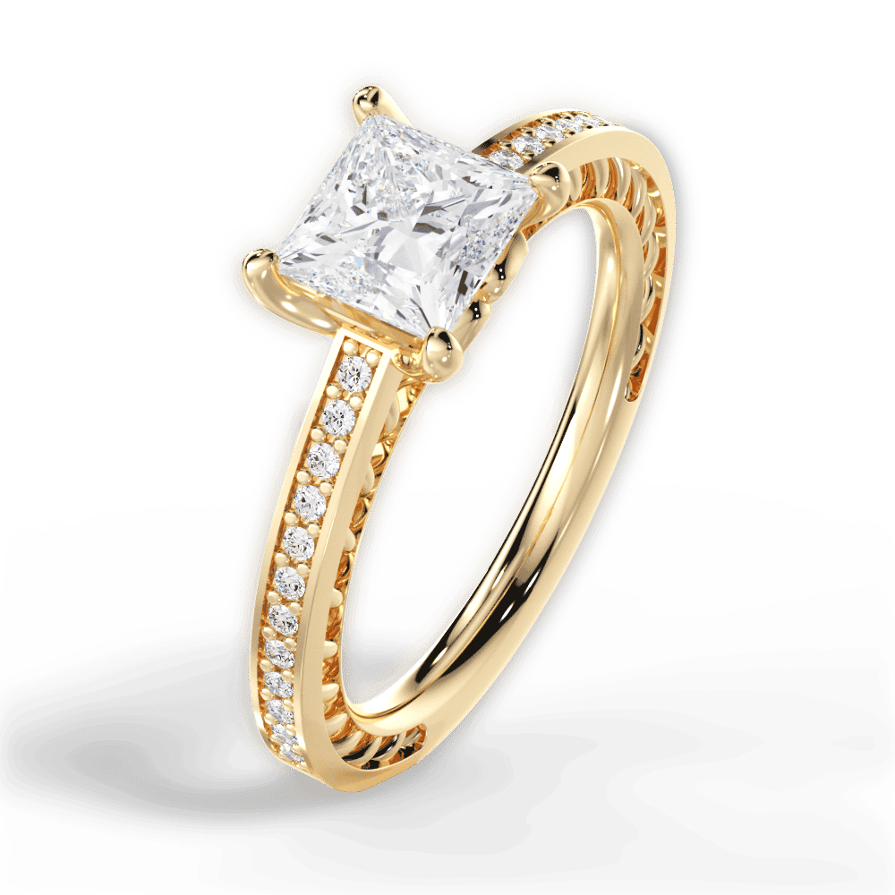 14kt Yellow Gold/18kt Yellow Gold/princess/side