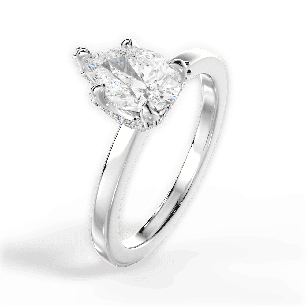 14kt White Gold/18kt White Gold/Platinum/pear/side