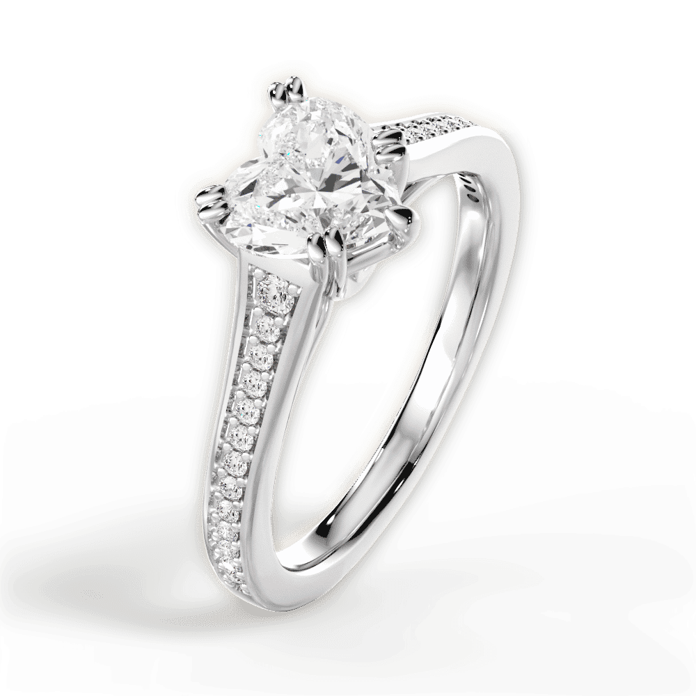 14kt White Gold/18kt White Gold/Platinum/heart/side