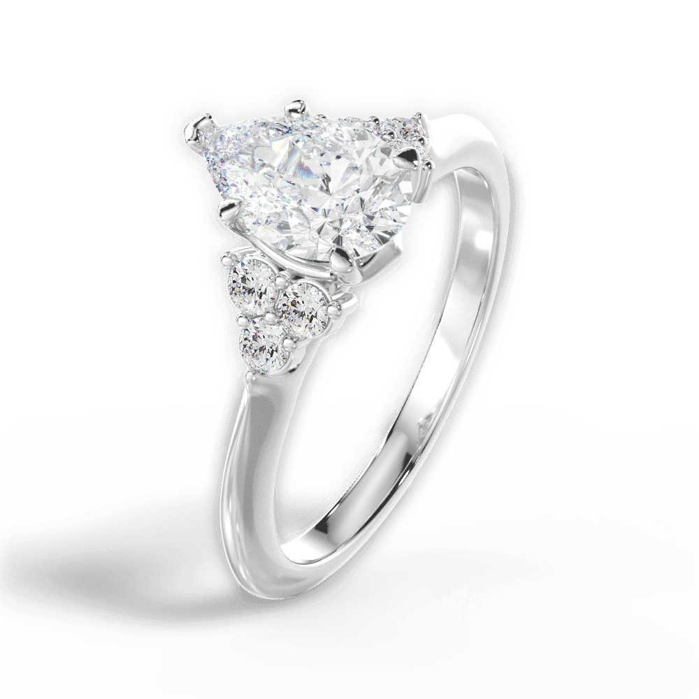 14kt White Gold/18kt White Gold/Platinum/pear/side