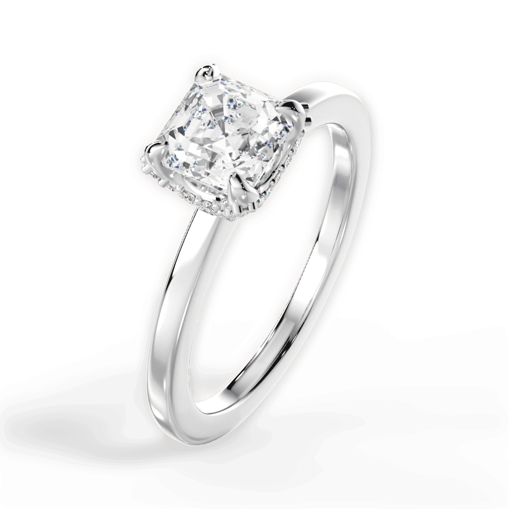 14kt White Gold/18kt White Gold/Platinum/asscher/side