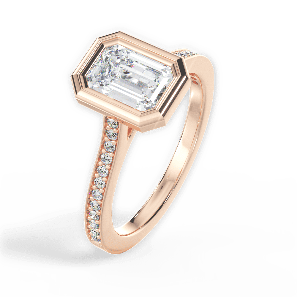 14kt Rose Gold/18kt Rose Gold/emerald/side