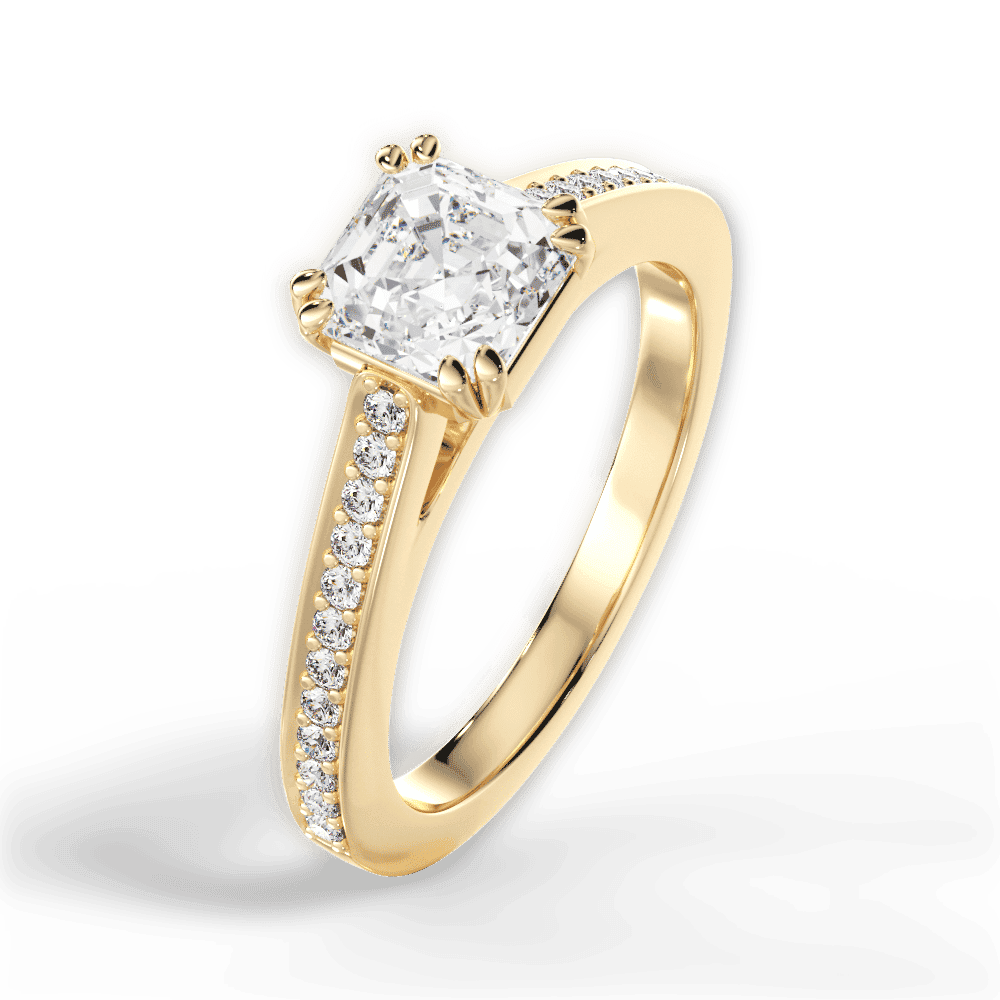 14kt Yellow Gold/18kt Yellow Gold/asscher/side