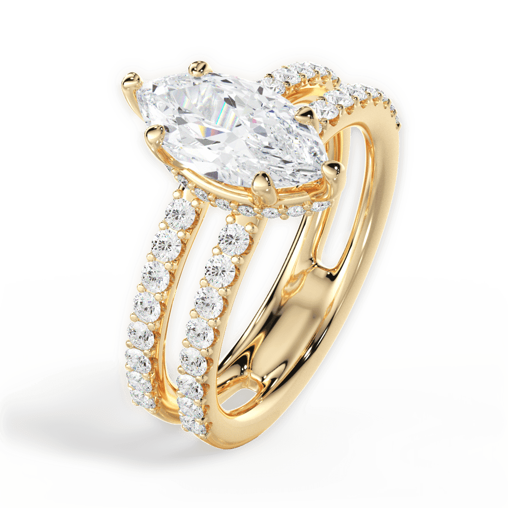 14kt Yellow Gold/18kt Yellow Gold/marquise/side