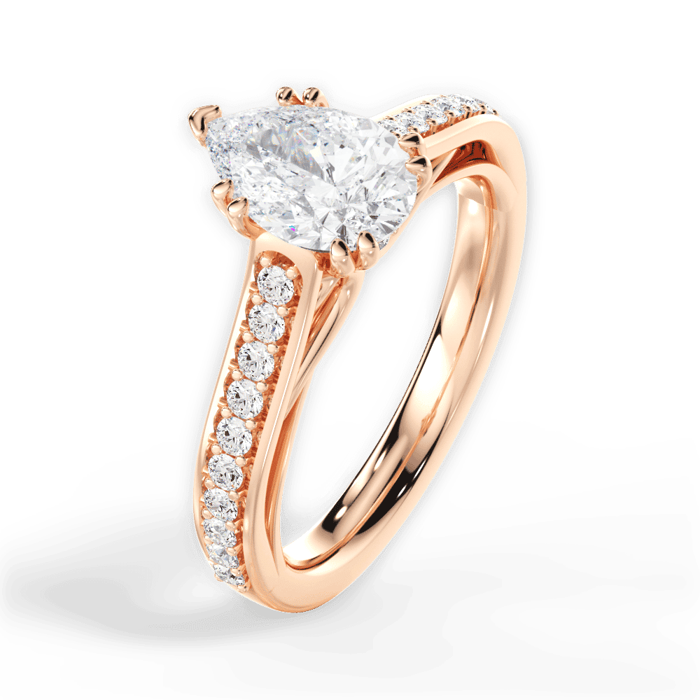 14kt Rose Gold/18kt Rose Gold/pear/side