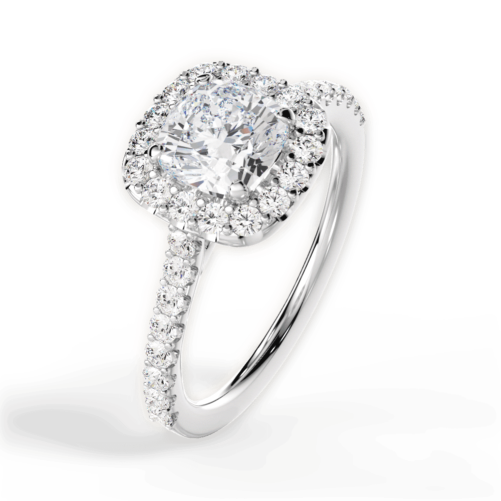 14kt White Gold/18kt White Gold/Platinum/cushion/side