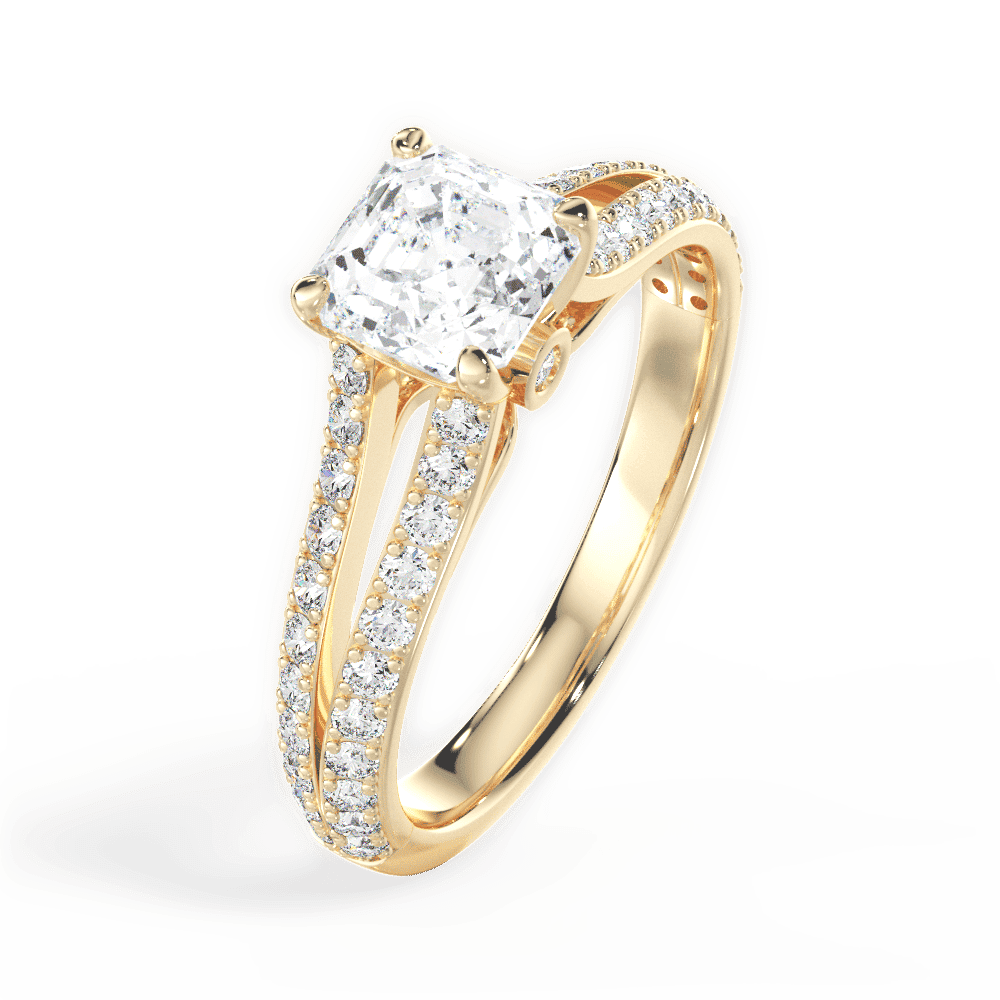 14kt Yellow Gold/18kt Yellow Gold/asscher/side