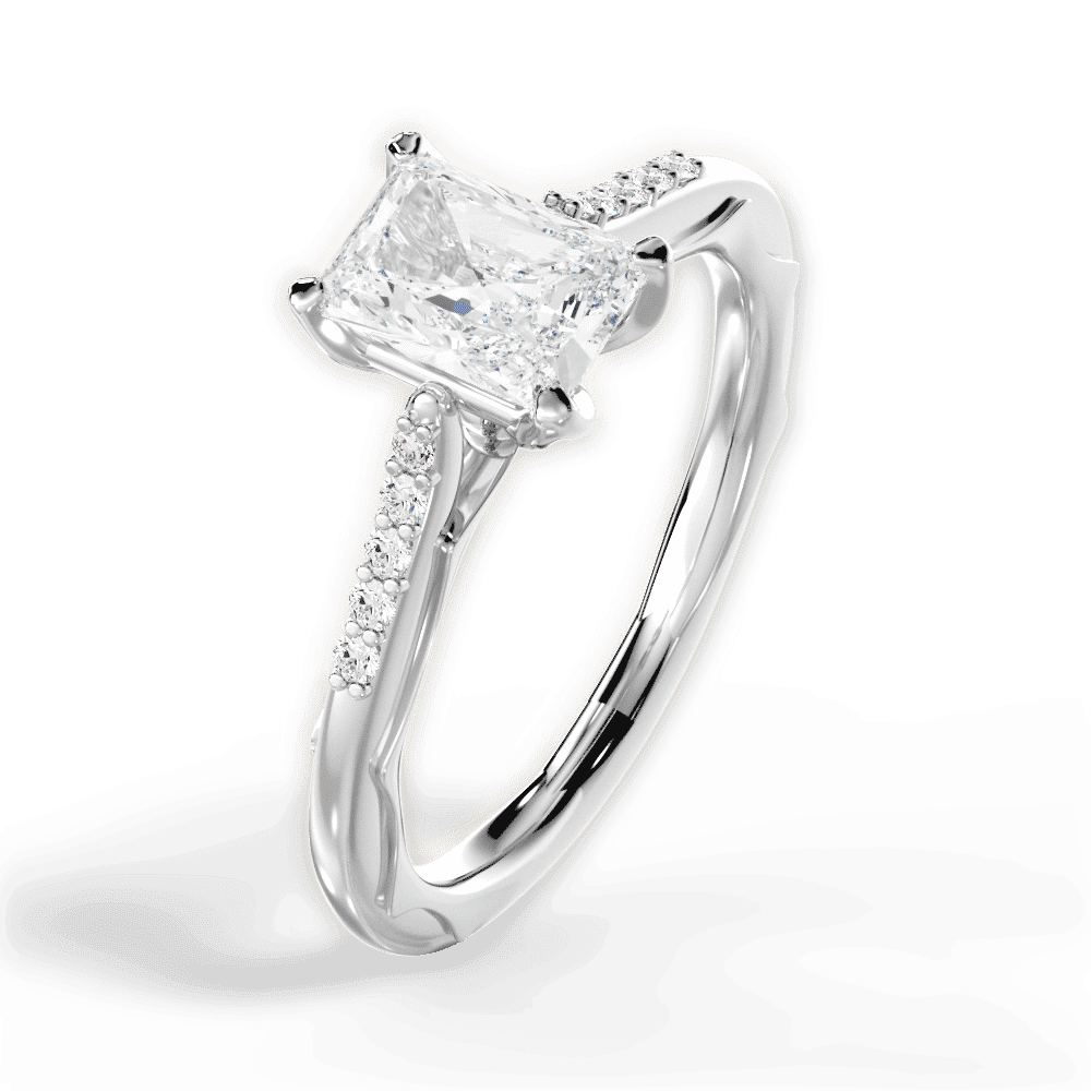 14kt White Gold/18kt White Gold/Platinum/radiant/side