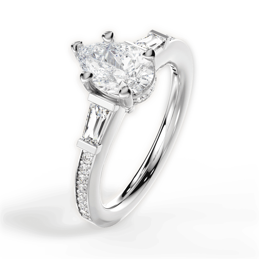 14kt White Gold/18kt White Gold/Platinum/pear/side