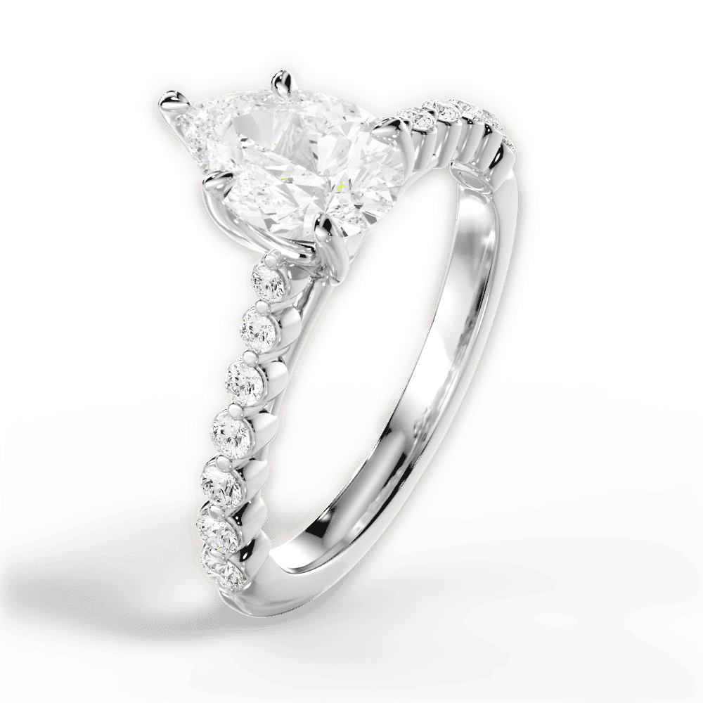 14kt White Gold/18kt White Gold/Platinum/pear/side