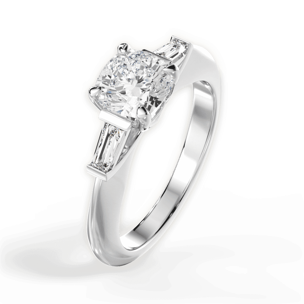 14kt White Gold/18kt White Gold/Platinum/cushion/side