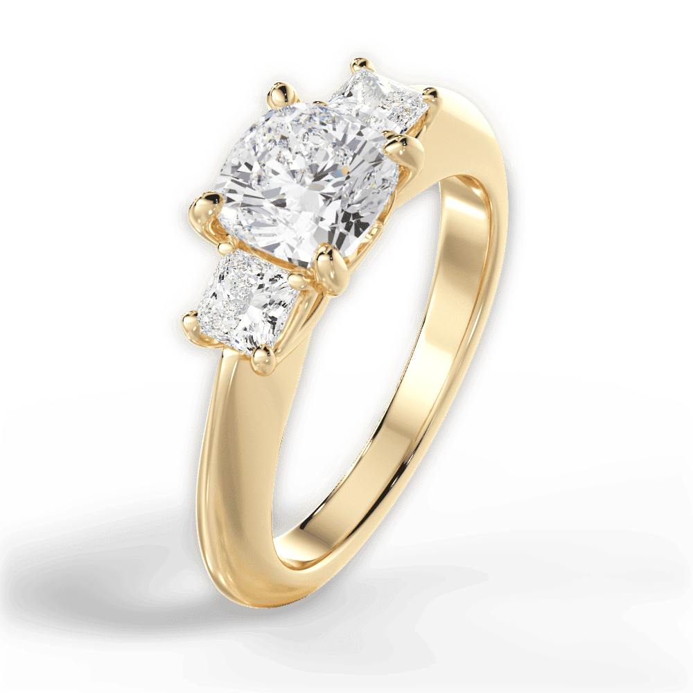 14kt Yellow Gold/18kt Yellow Gold/cushion/side