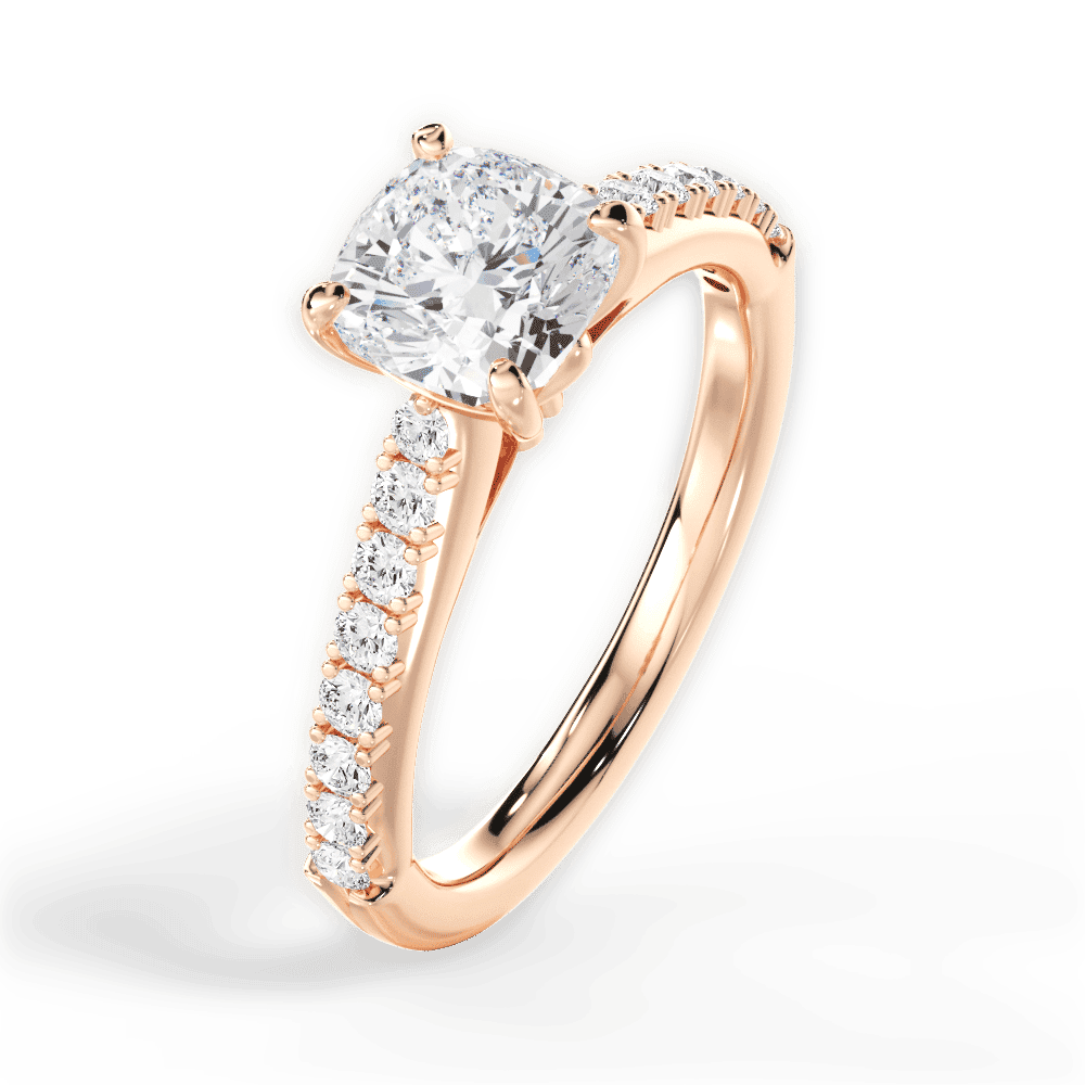 14kt Rose Gold/18kt Rose Gold/cushion/side