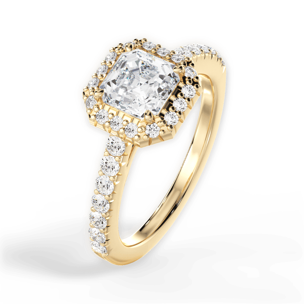 14kt Yellow Gold/18kt Yellow Gold/asscher/side