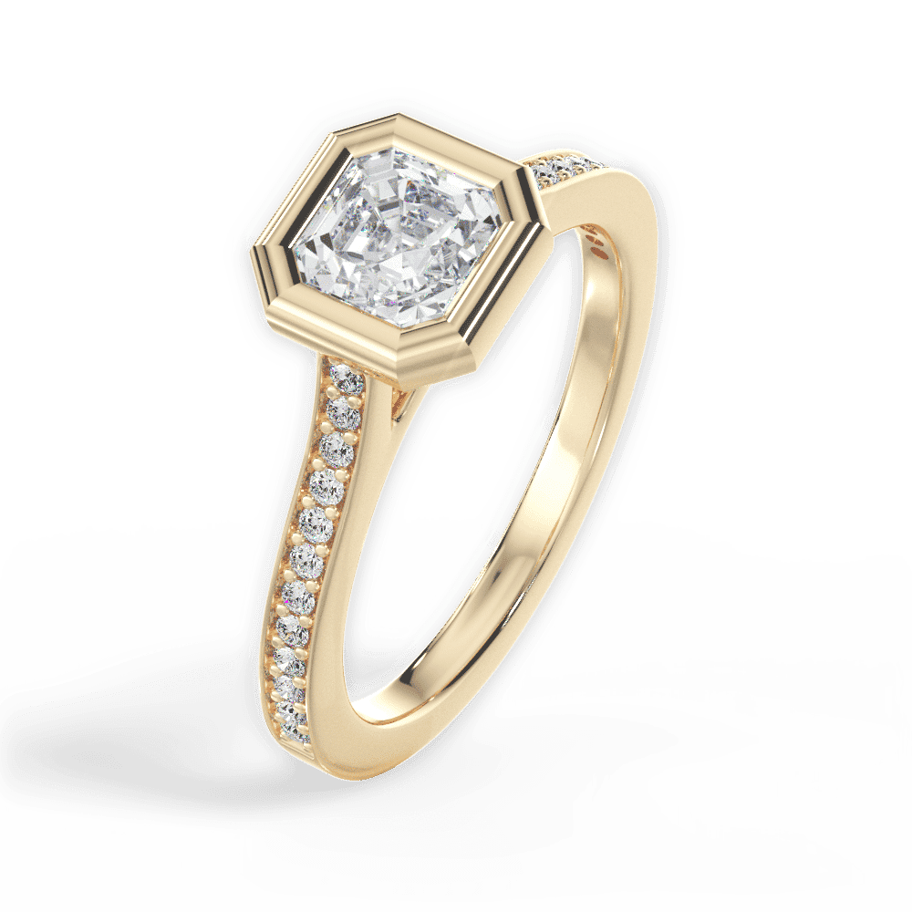14kt Yellow Gold/18kt Yellow Gold/asscher/side