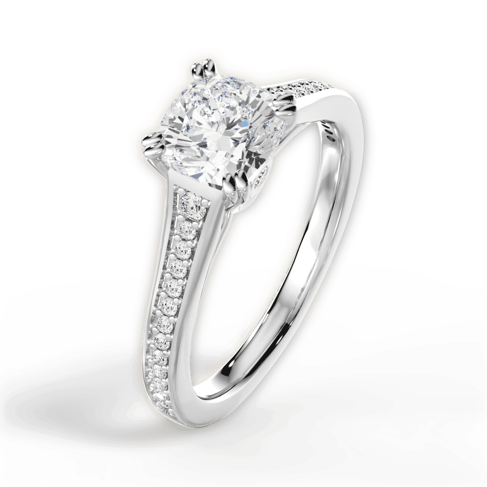 14kt White Gold/18kt White Gold/Platinum/cushion/side