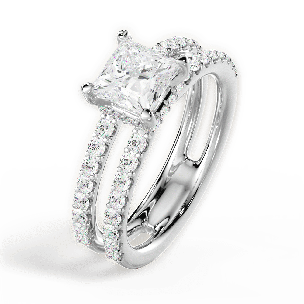 14kt White Gold/18kt White Gold/Platinum/princess/side