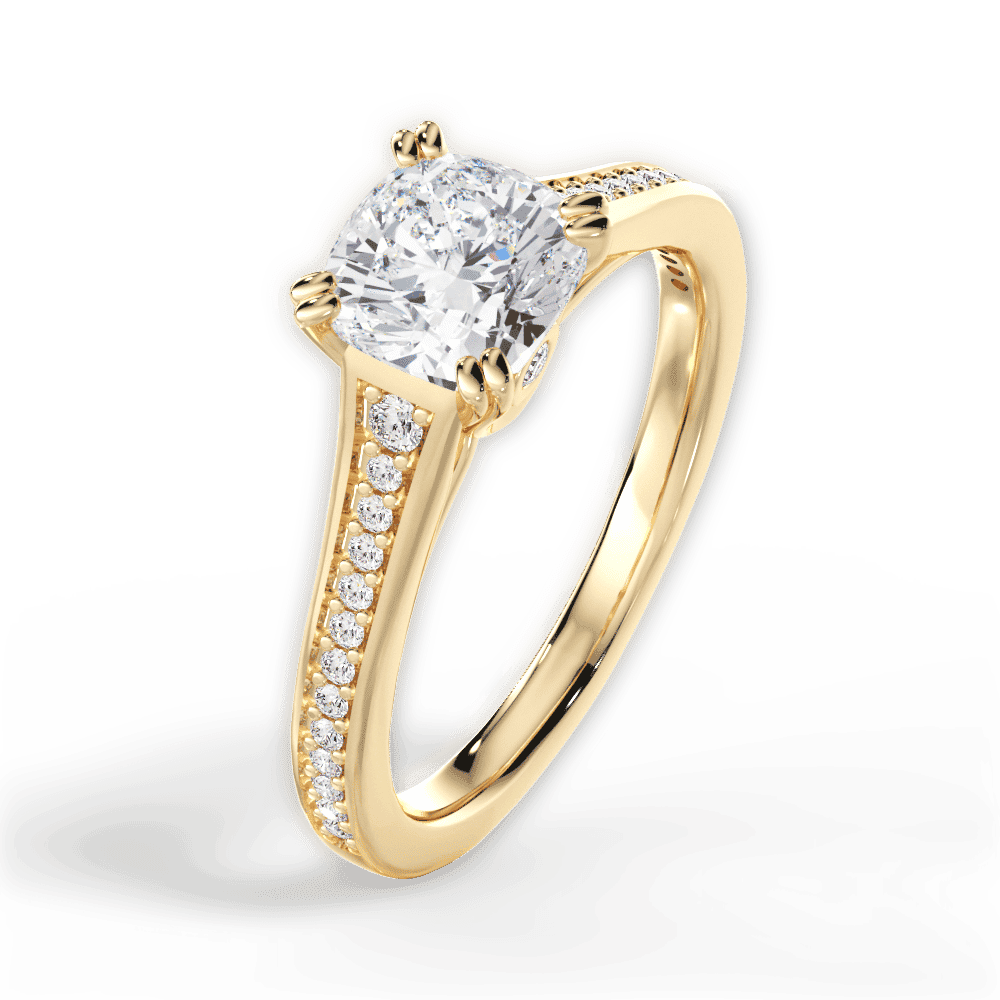 14kt Yellow Gold/18kt Yellow Gold/cushion/side