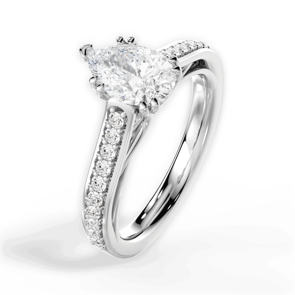 14kt White Gold/18kt White Gold/Platinum/pear/side