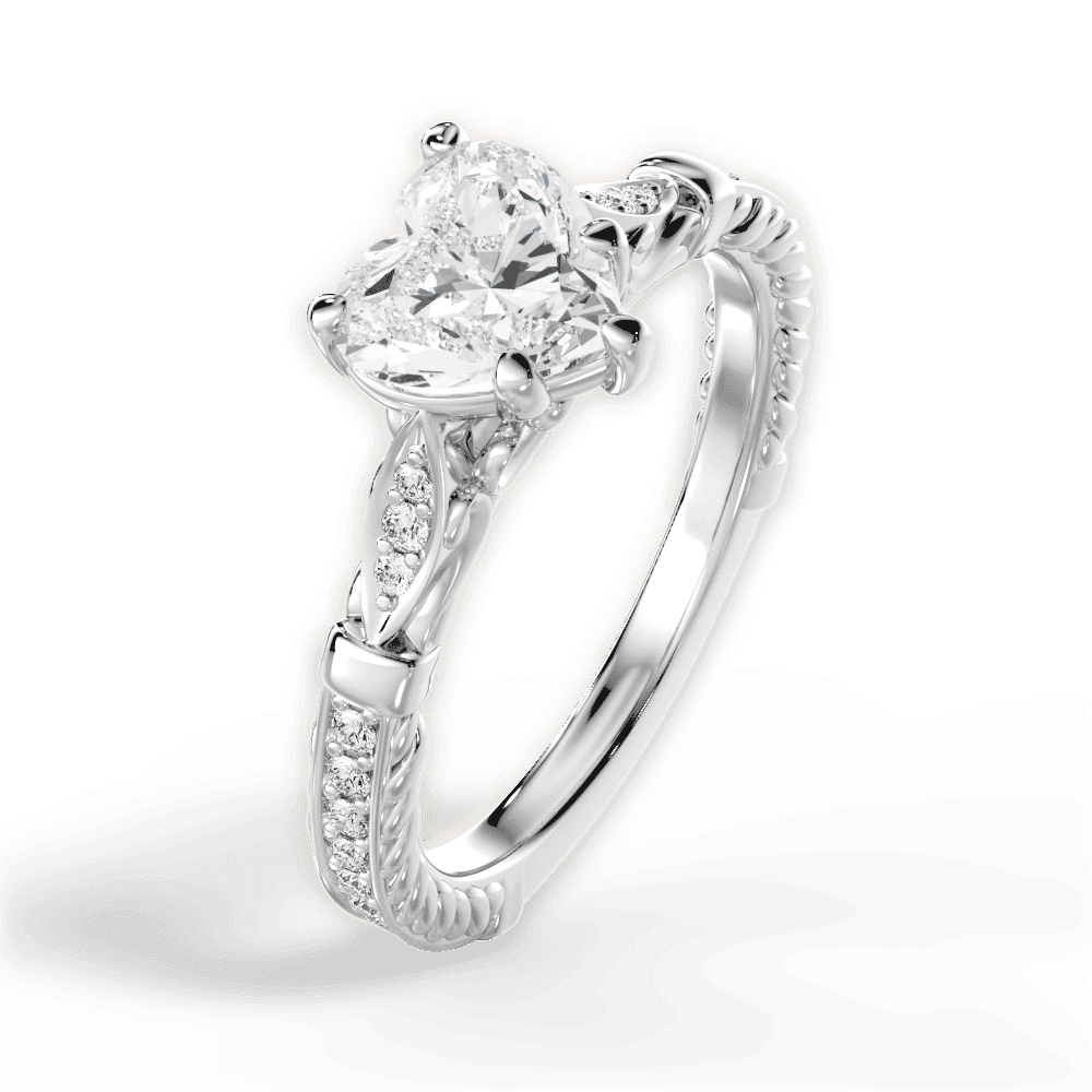 14kt White Gold/18kt White Gold/Platinum/heart/side