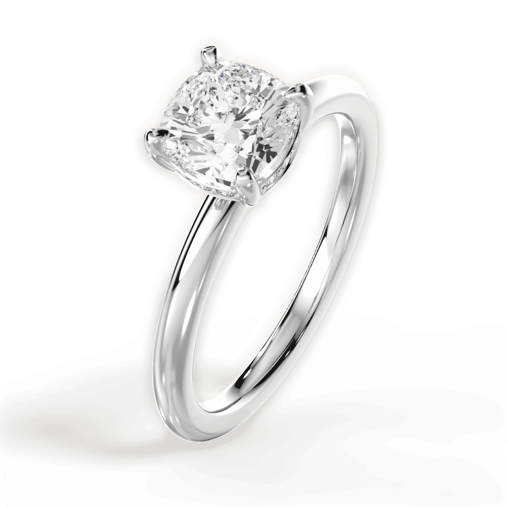 14kt White Gold/18kt White Gold/Platinum/cushion/side