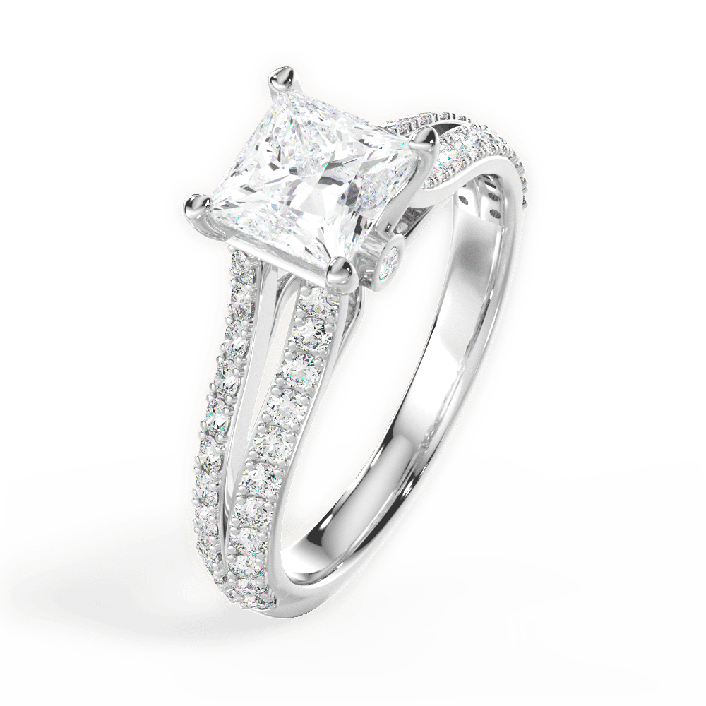 14kt White Gold/18kt White Gold/Platinum/princess/side