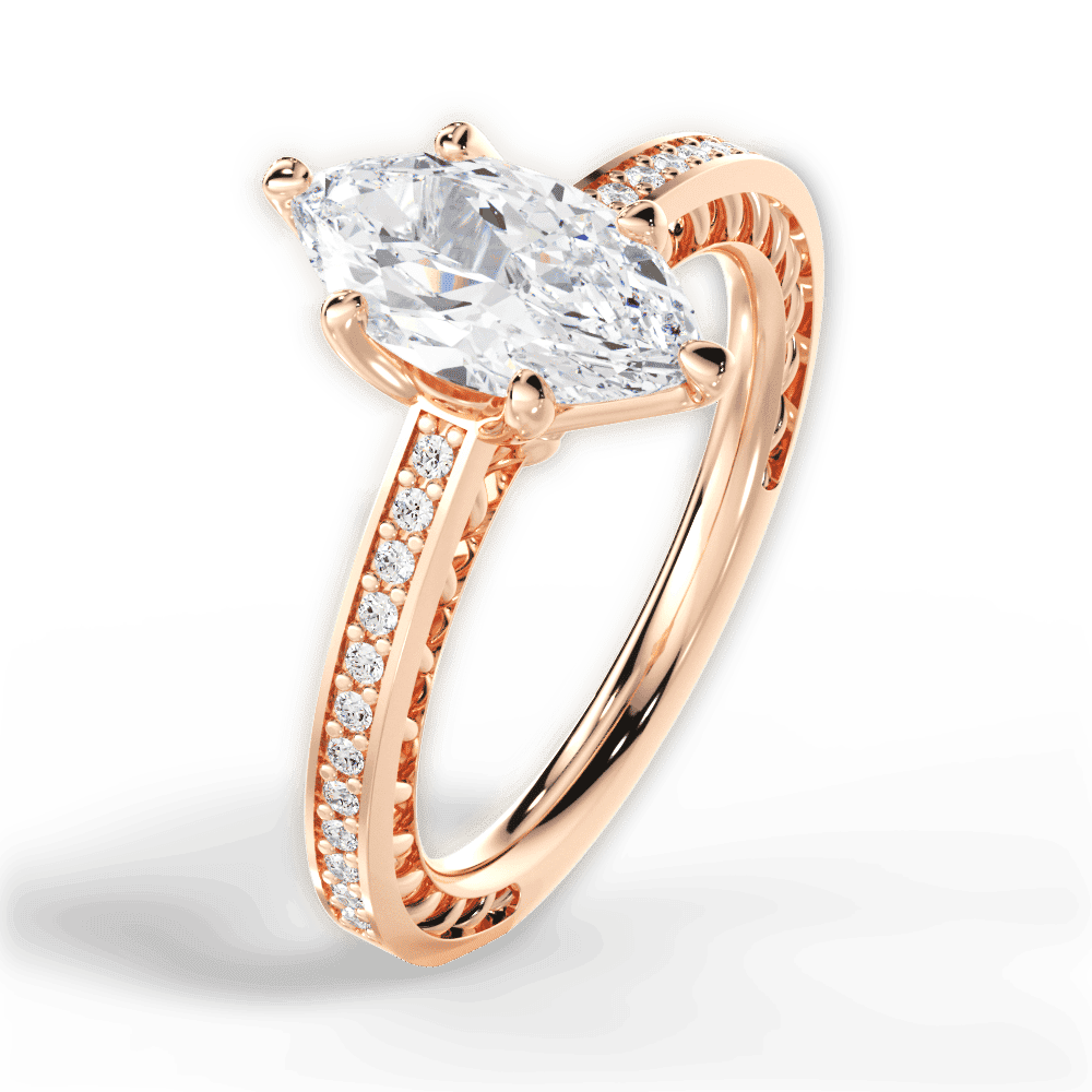 14kt Rose Gold/18kt Rose Gold/marquise/side