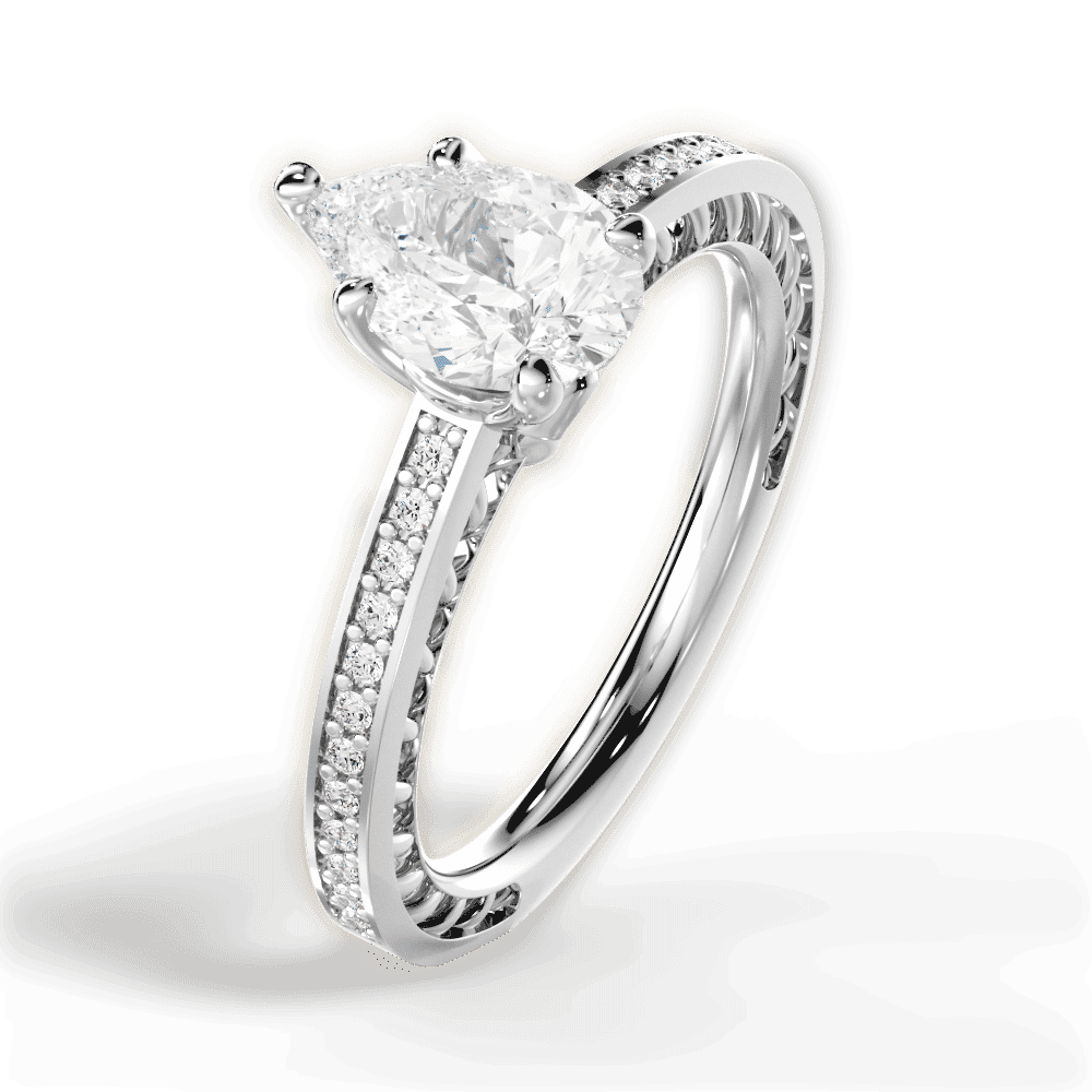 14kt White Gold/18kt White Gold/Platinum/pear/side