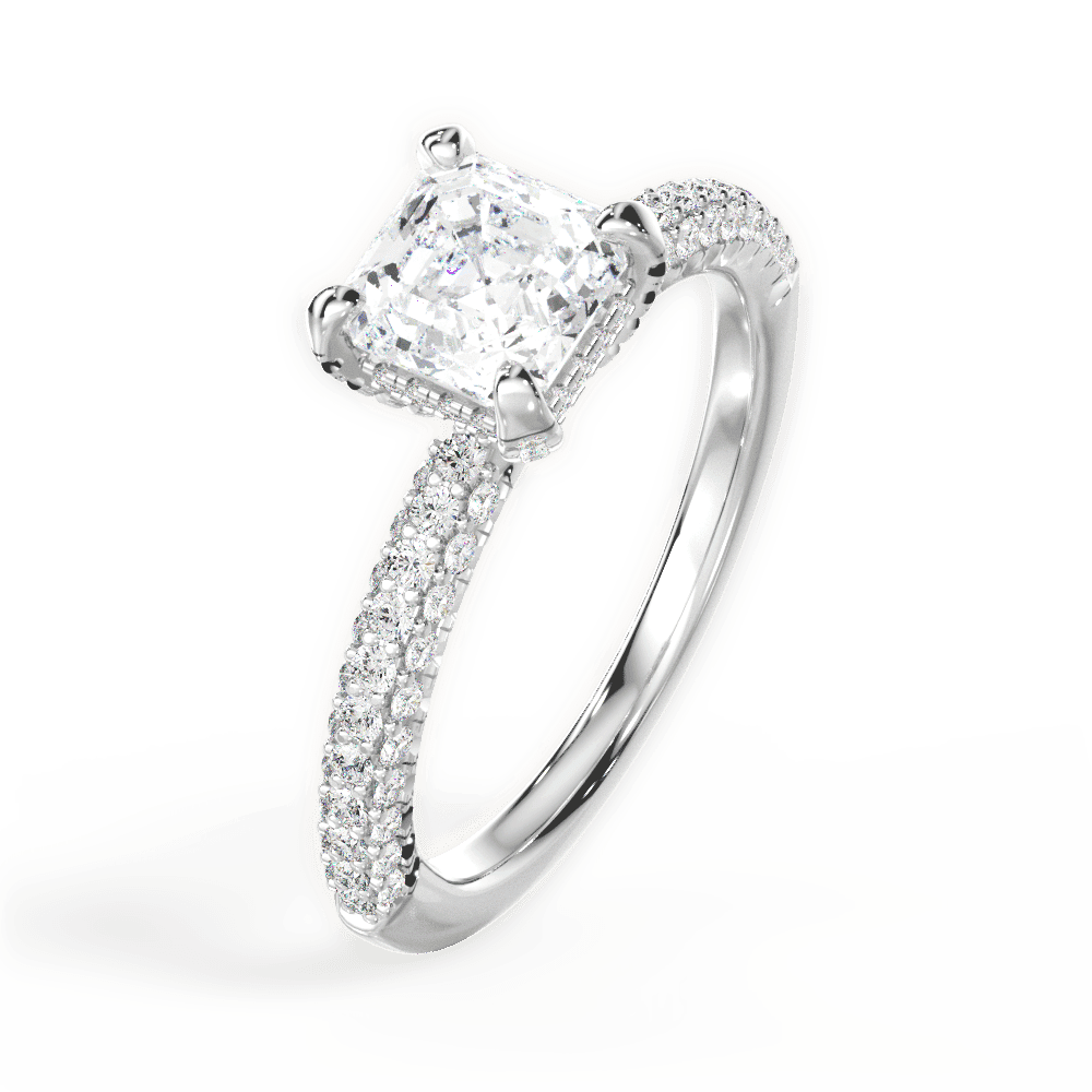 14kt White Gold/18kt White Gold/Platinum/asscher/side