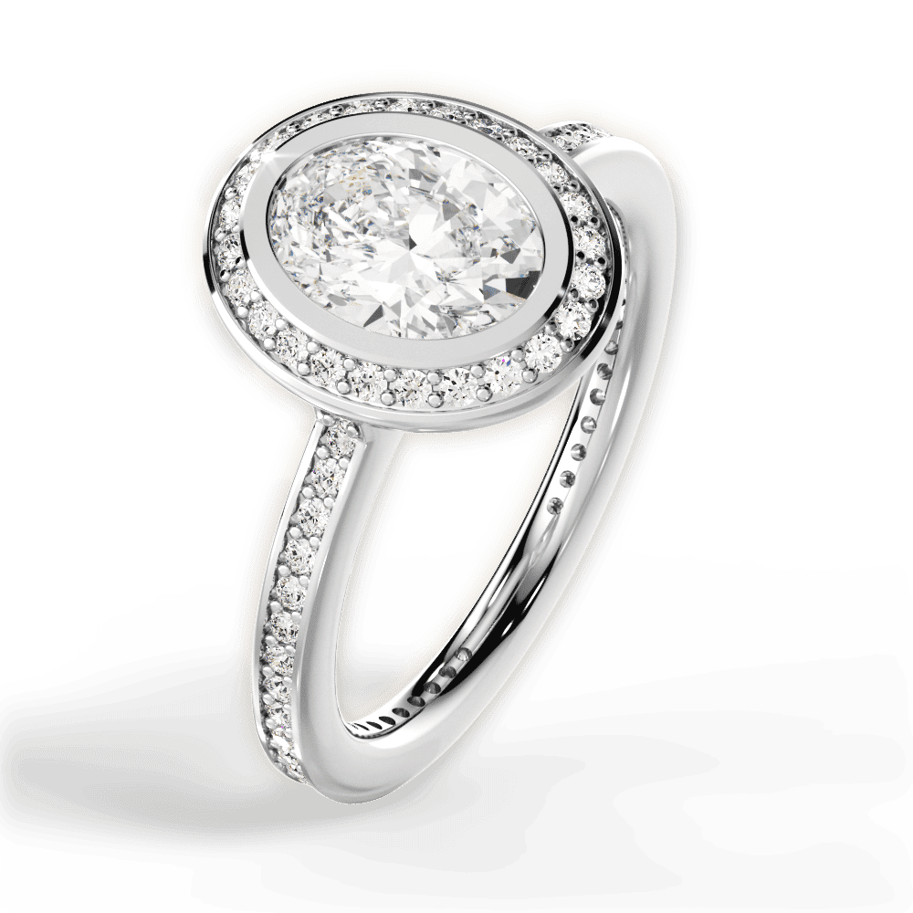 14kt White Gold/18kt White Gold/Platinum/oval/side