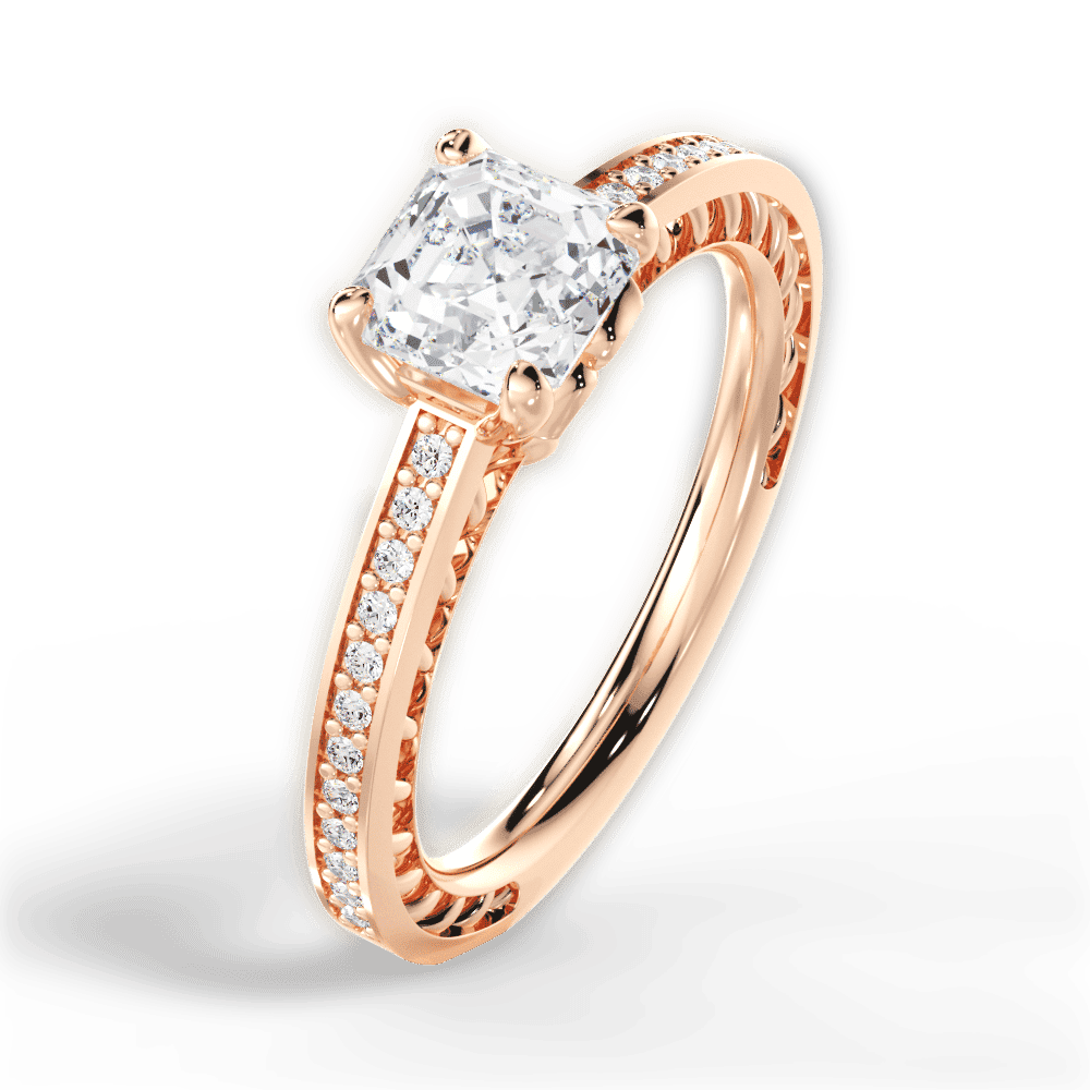 14kt Rose Gold/18kt Rose Gold/asscher/side