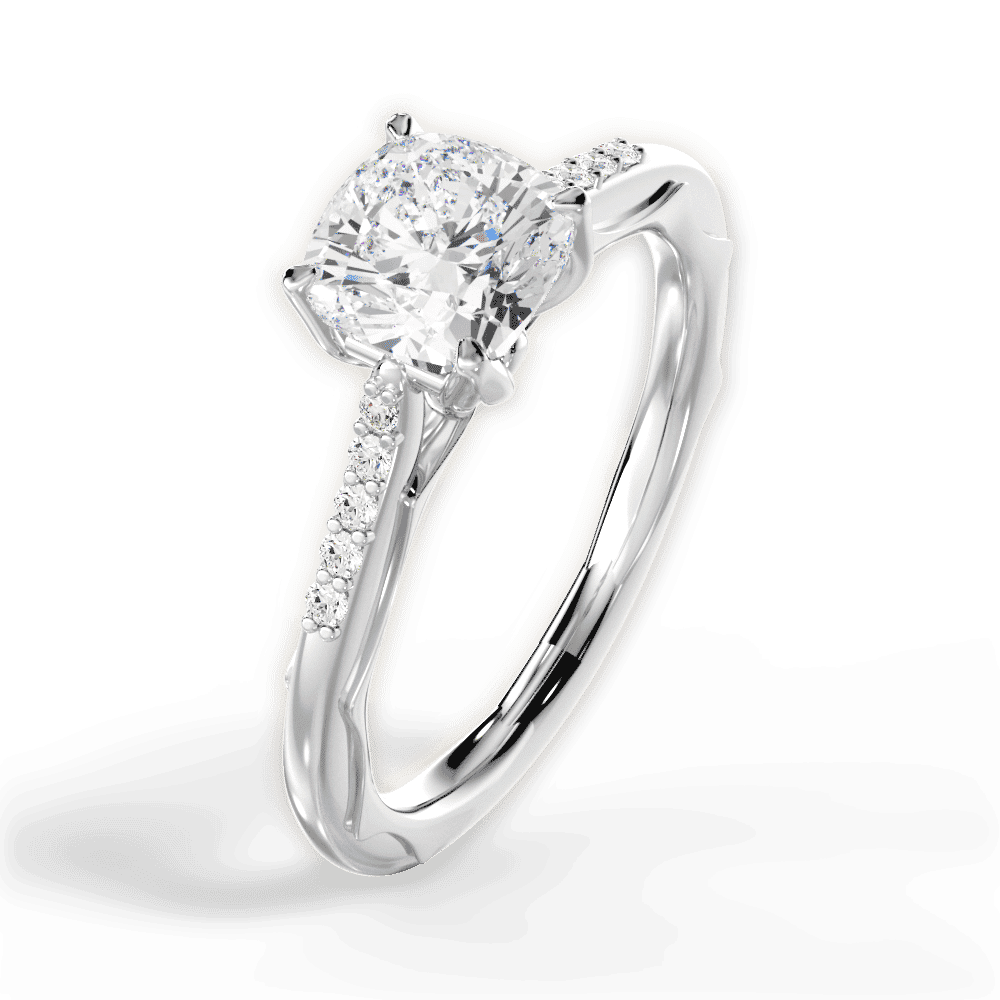 14kt White Gold/18kt White Gold/Platinum/cushion/side