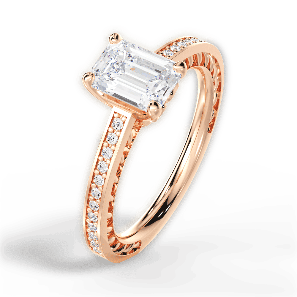 14kt Rose Gold/18kt Rose Gold/emerald/side