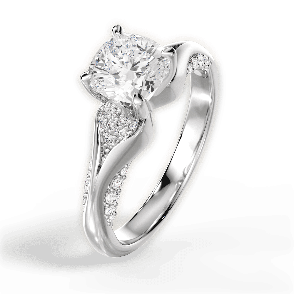14kt White Gold/18kt White Gold/Platinum/cushion/side