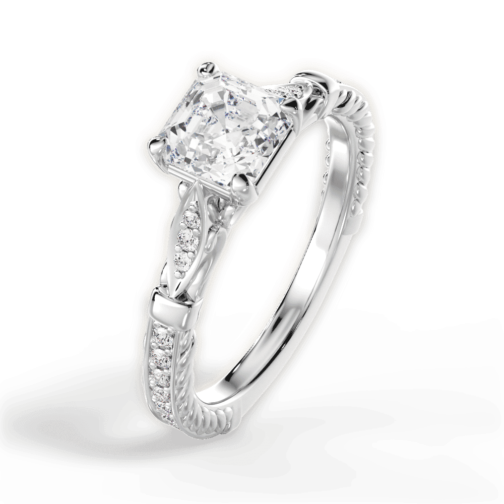 14kt White Gold/18kt White Gold/Platinum/asscher/side