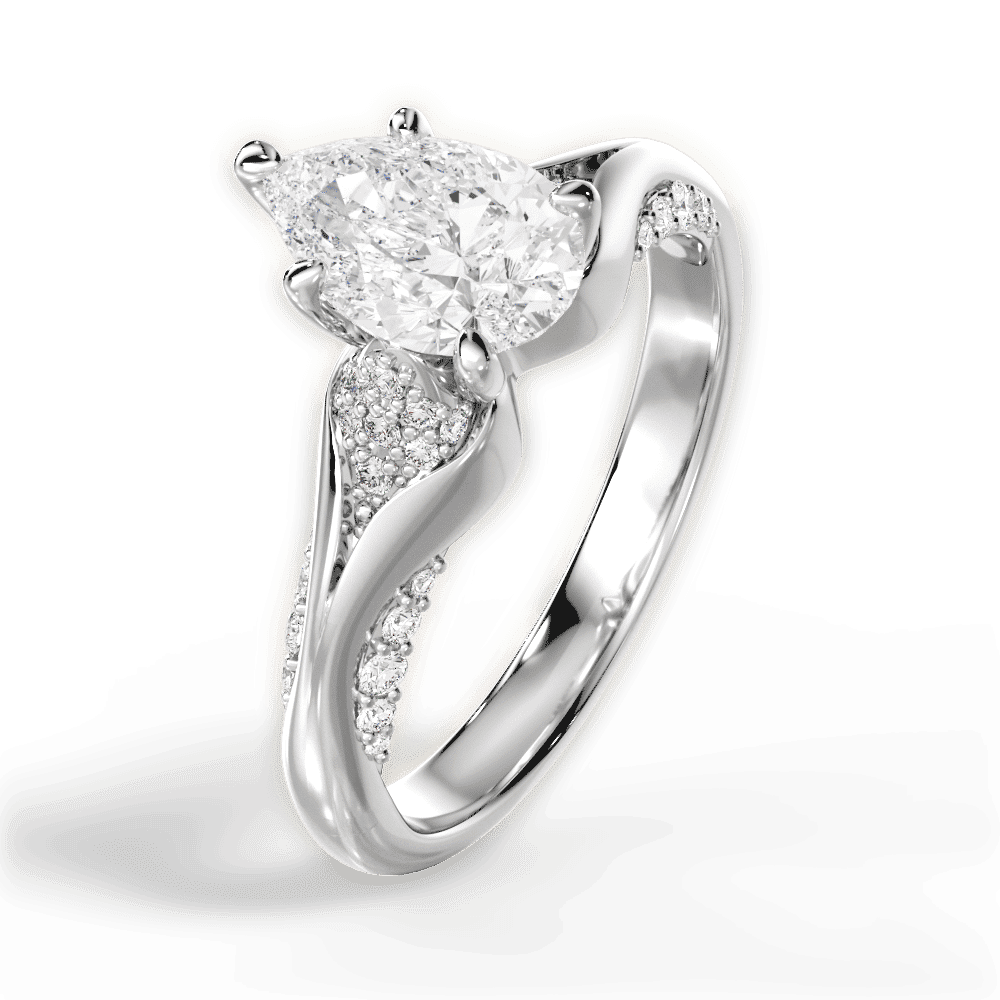 14kt White Gold/18kt White Gold/Platinum/pear/side