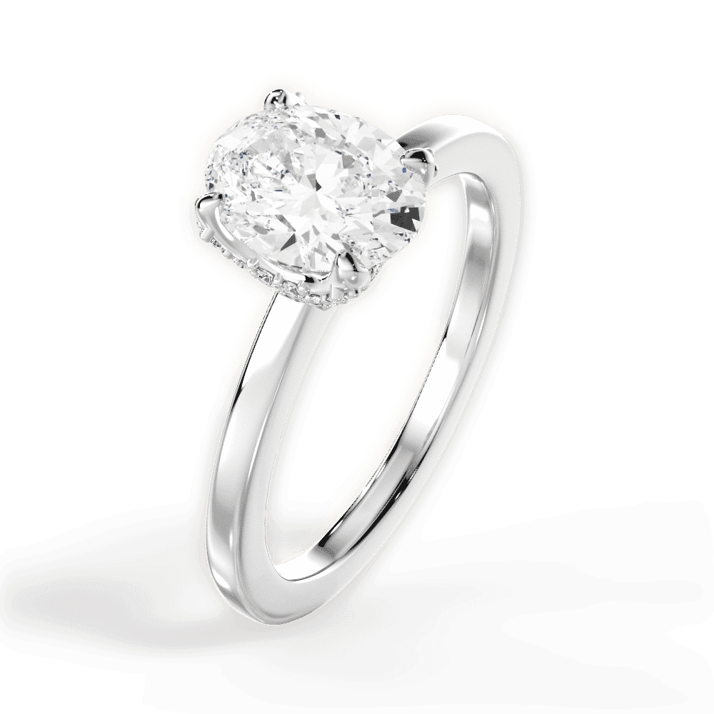 14kt White Gold/18kt White Gold/Platinum/oval/side