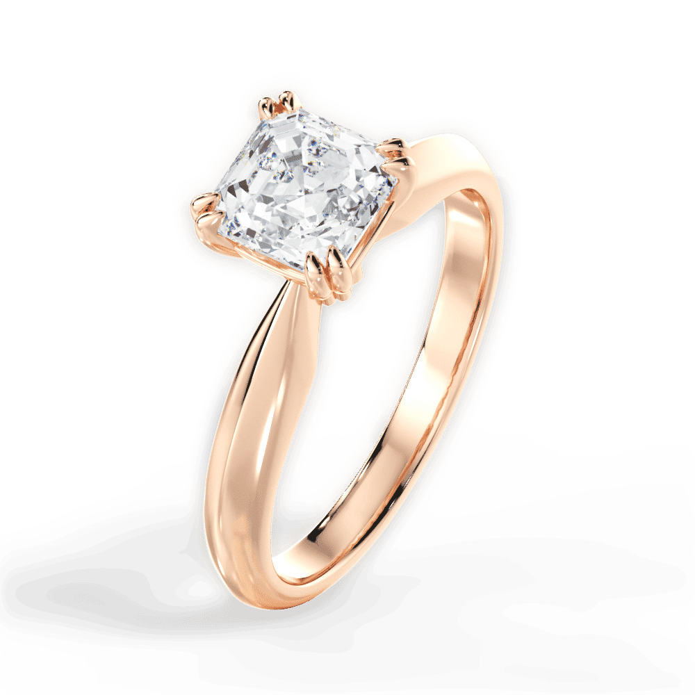 14kt Rose Gold/18kt Rose Gold/asscher/side