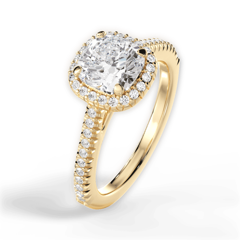 14kt Yellow Gold/18kt Yellow Gold/cushion/side