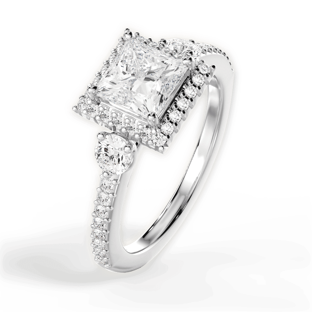 14kt White Gold/18kt White Gold/Platinum/princess/side