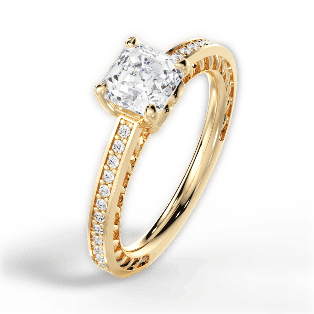 14kt Yellow Gold/18kt Yellow Gold/asscher/side