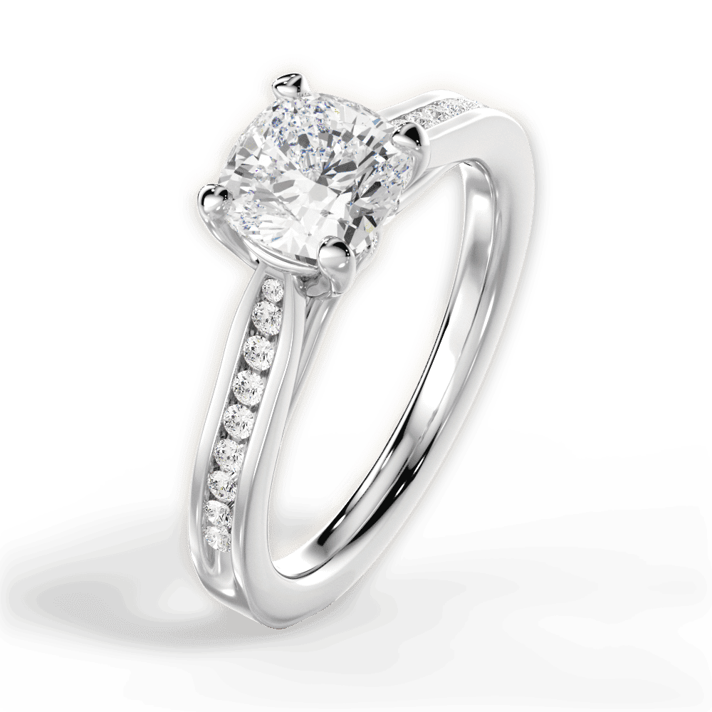 14kt White Gold/18kt White Gold/Platinum/cushion/side