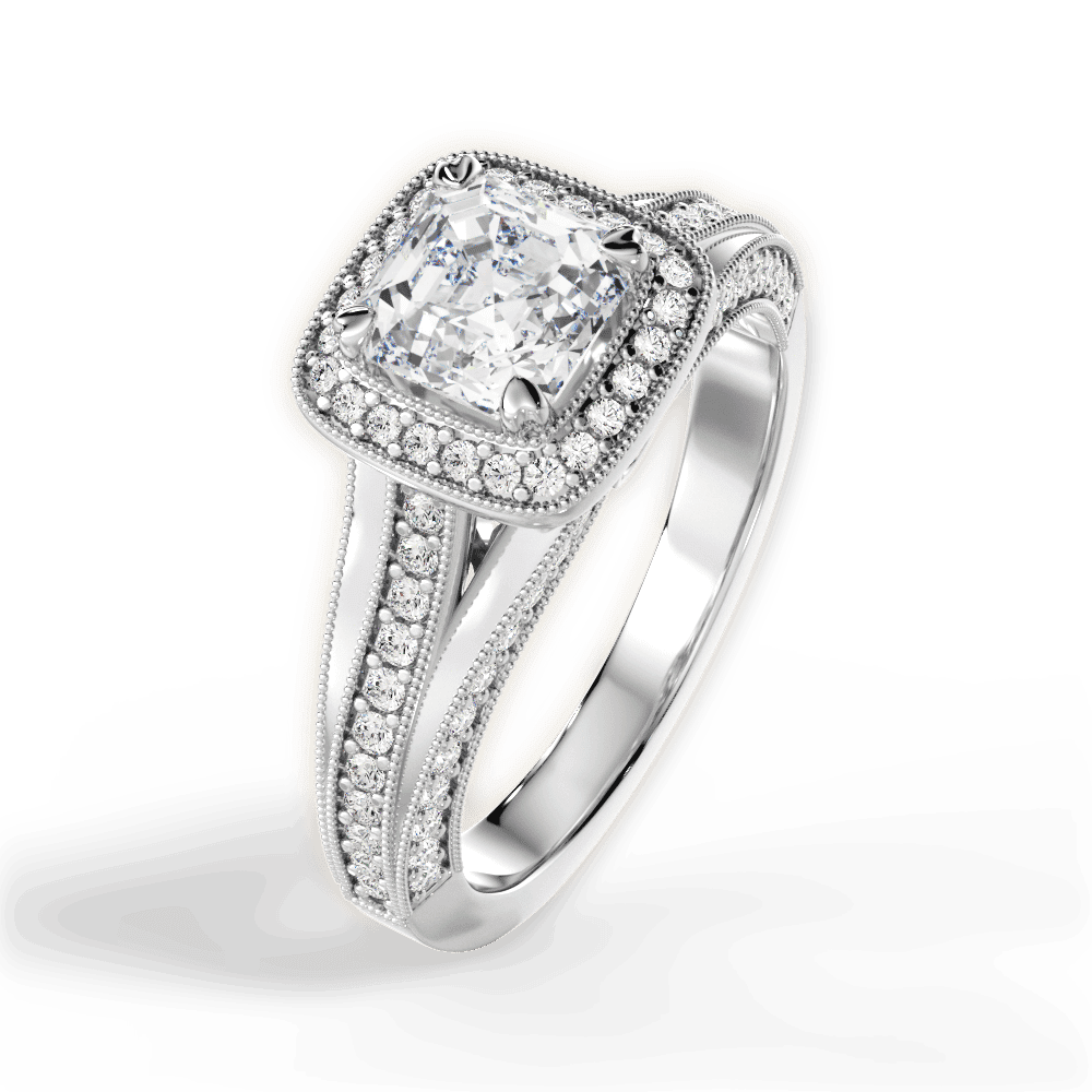 14kt White Gold/18kt White Gold/Platinum/asscher/side