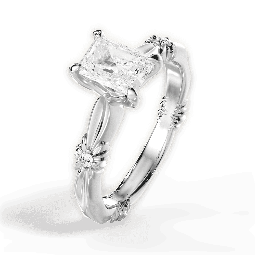 14kt White Gold/18kt White Gold/Platinum/radiant/side