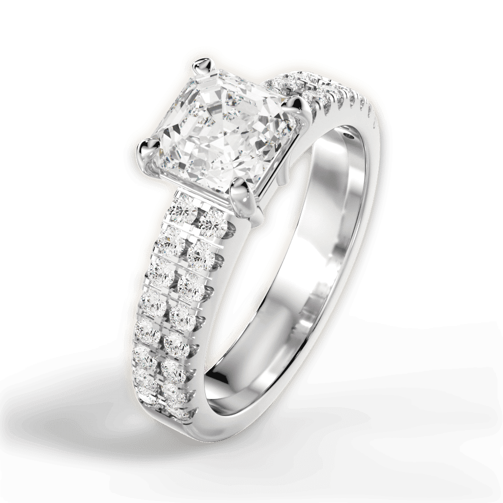 14kt White Gold/18kt White Gold/Platinum/asscher/side
