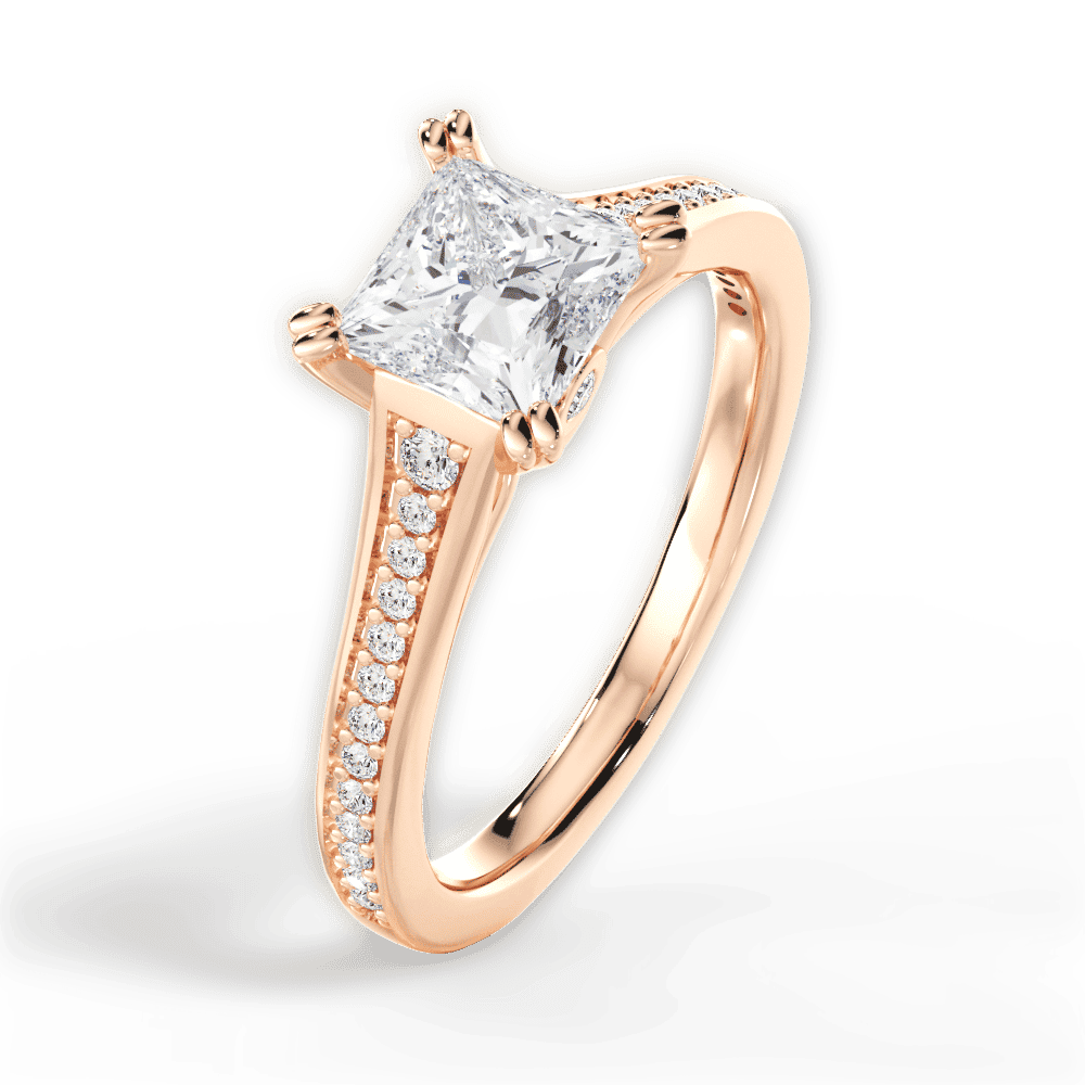 14kt Rose Gold/18kt Rose Gold/princess/side