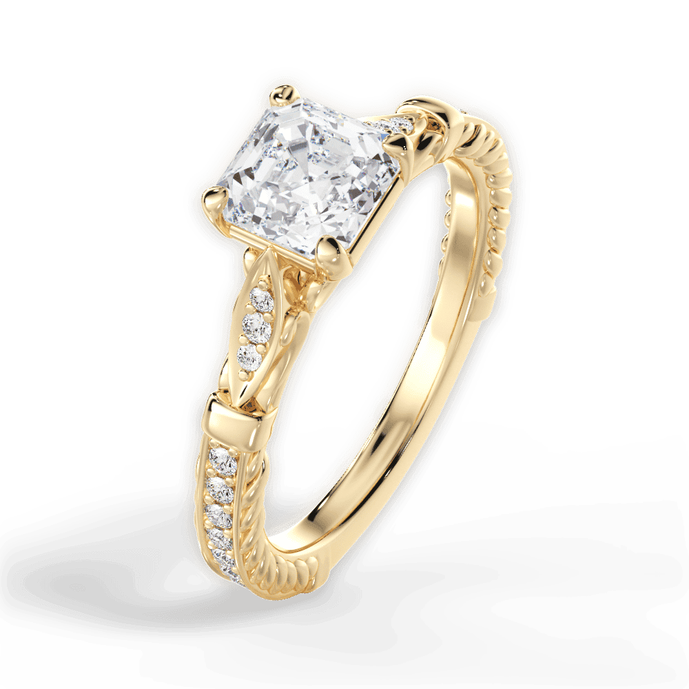 14kt Yellow Gold/18kt Yellow Gold/asscher/side