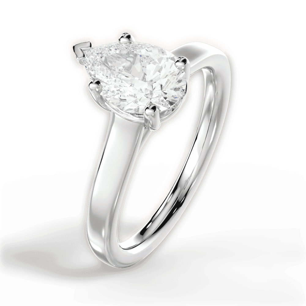 14kt White Gold/18kt White Gold/Platinum/pear/side